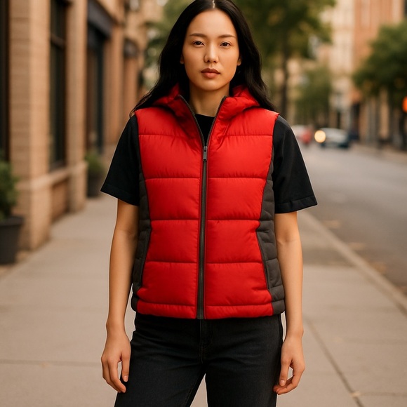 I. Spiewak & Sons Women's Down Vest | Red & Black | Size Small Cabincore - Picture 4 of 13